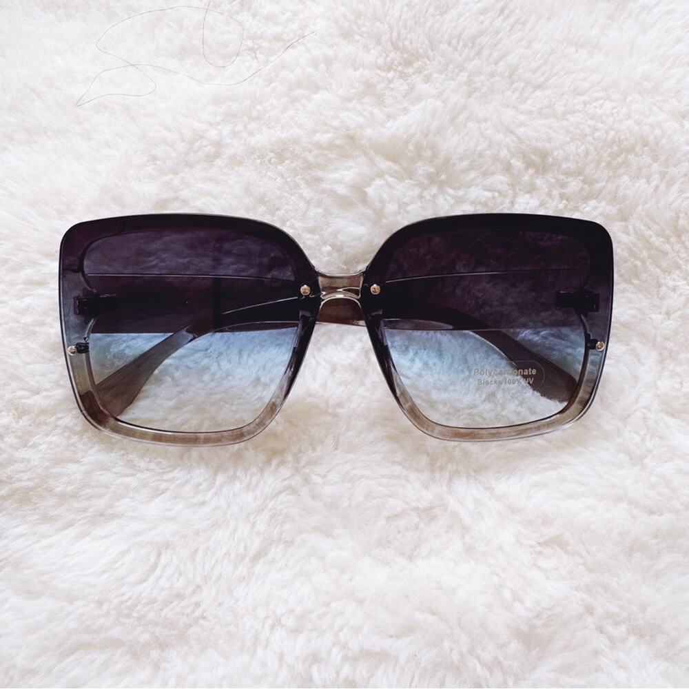 Abby Clear Blue Square Frame Sunglasses
